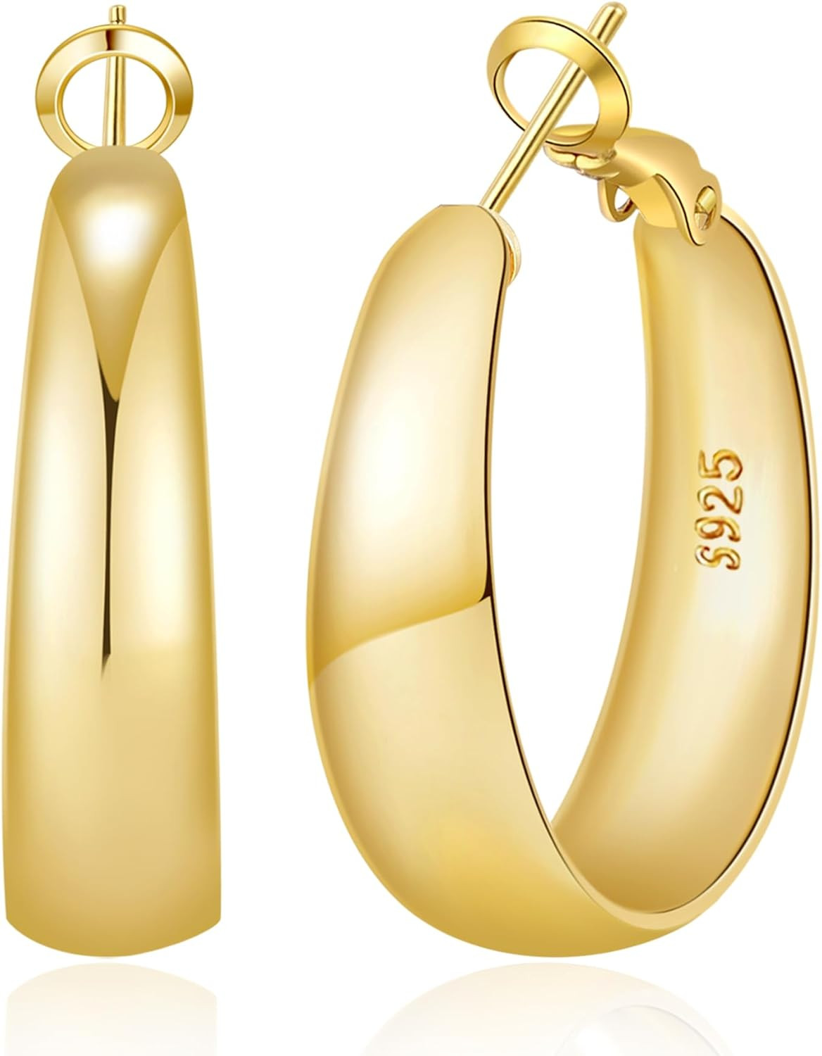 5-8Mm Tapered Design Thick Large Hoop Earrings for Women Trendy Hypoallergenic 9