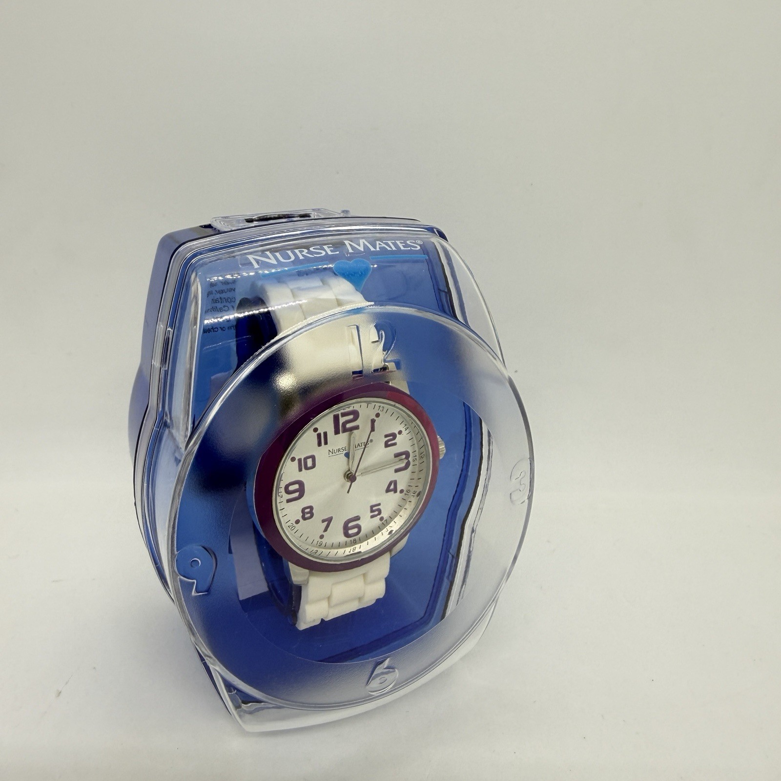 Nurse Mates women’s nurse watch water-resistant silicone strap – White Purple