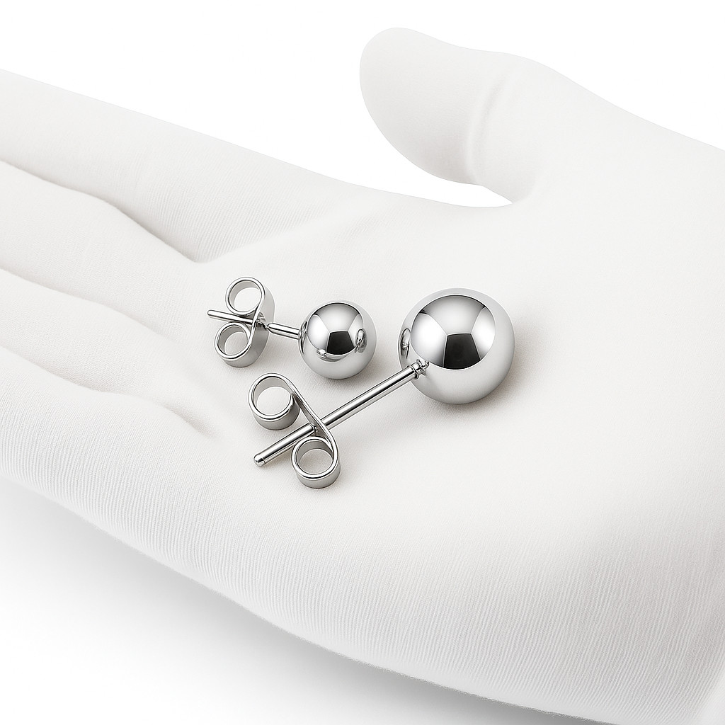 925 Sterling Silver Ball Stud Earrings Pair 3mm 4mm 5mm 6mm 7mm 8mm