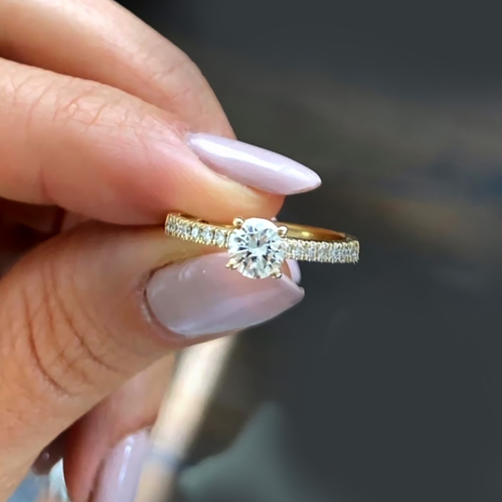 Diamond Ring Engagement Gold Lab Grown 14K Yellow E F VVS GLI Round 0.80 Carat