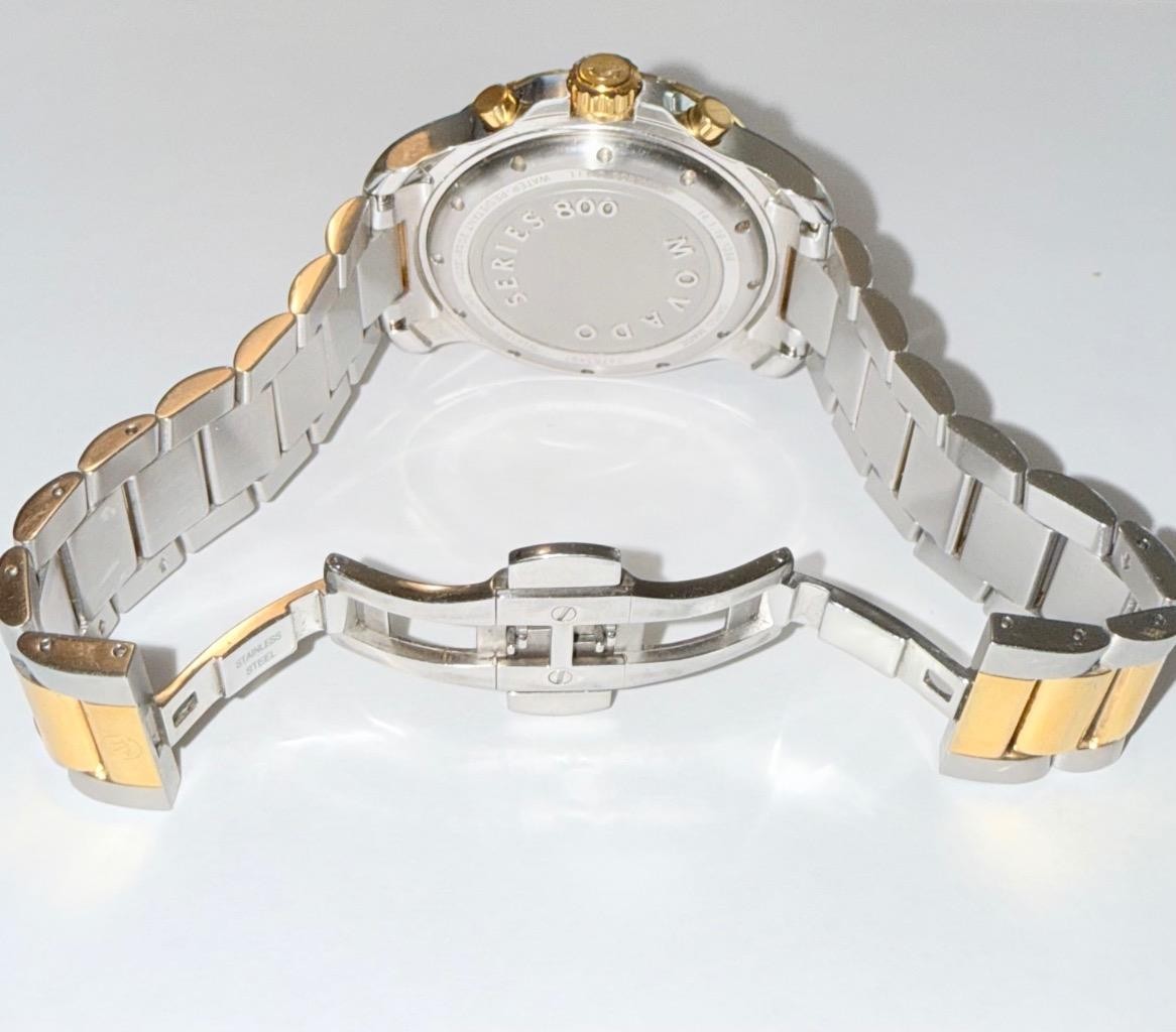 MOVADO MENS SERIES 800 TWO TONE CHRONOGRAPH LAB GROWN DIAMOND WATCH