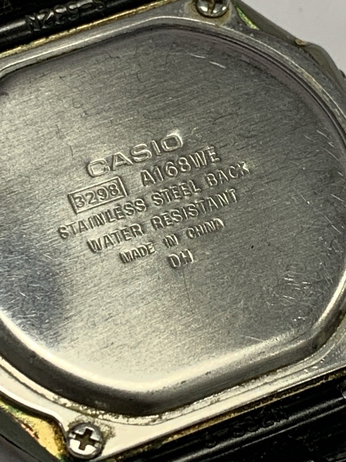 Vintage Casio A168WE Black Gold Tn Digital Watch Illuminator Alarm Chrono Works