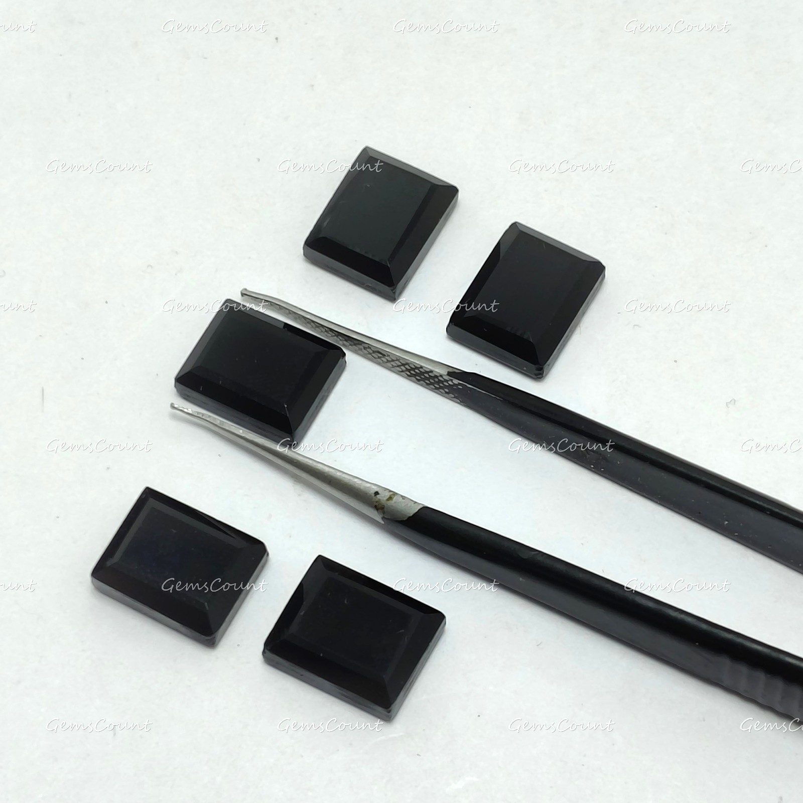 Natural Black Onyx Rectangle Flat Faceted Cut Smooth Gemstone 5x7mm-15x20mm