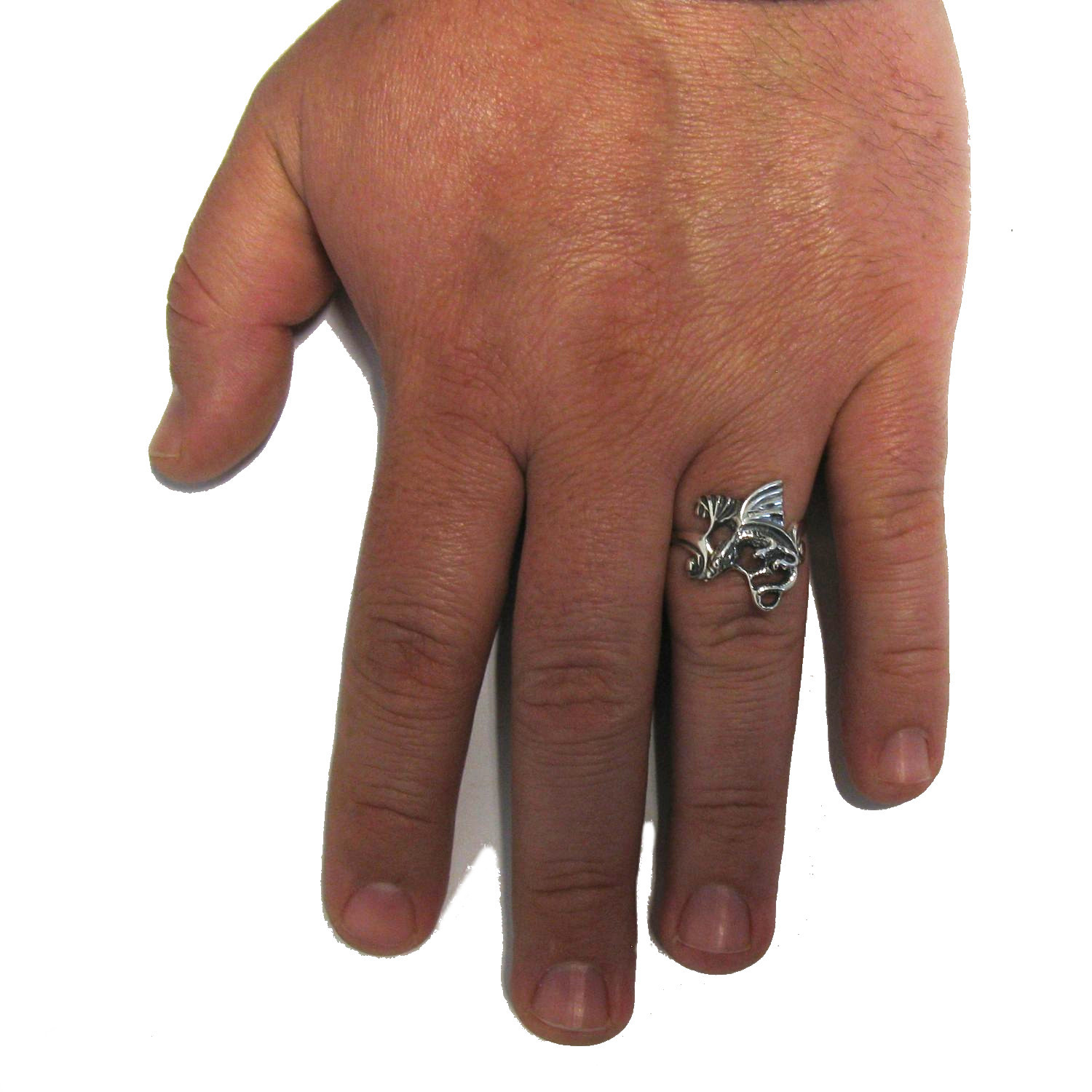 Handmade Sterling Silver Dragon Ring Hallmarked 925 Nickel Free