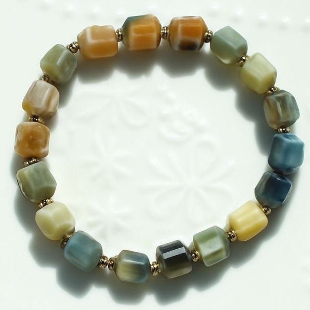 Natural Blue Tigerite 8mm Hexagon Shape Beaded Gemstone Healing Bracelet