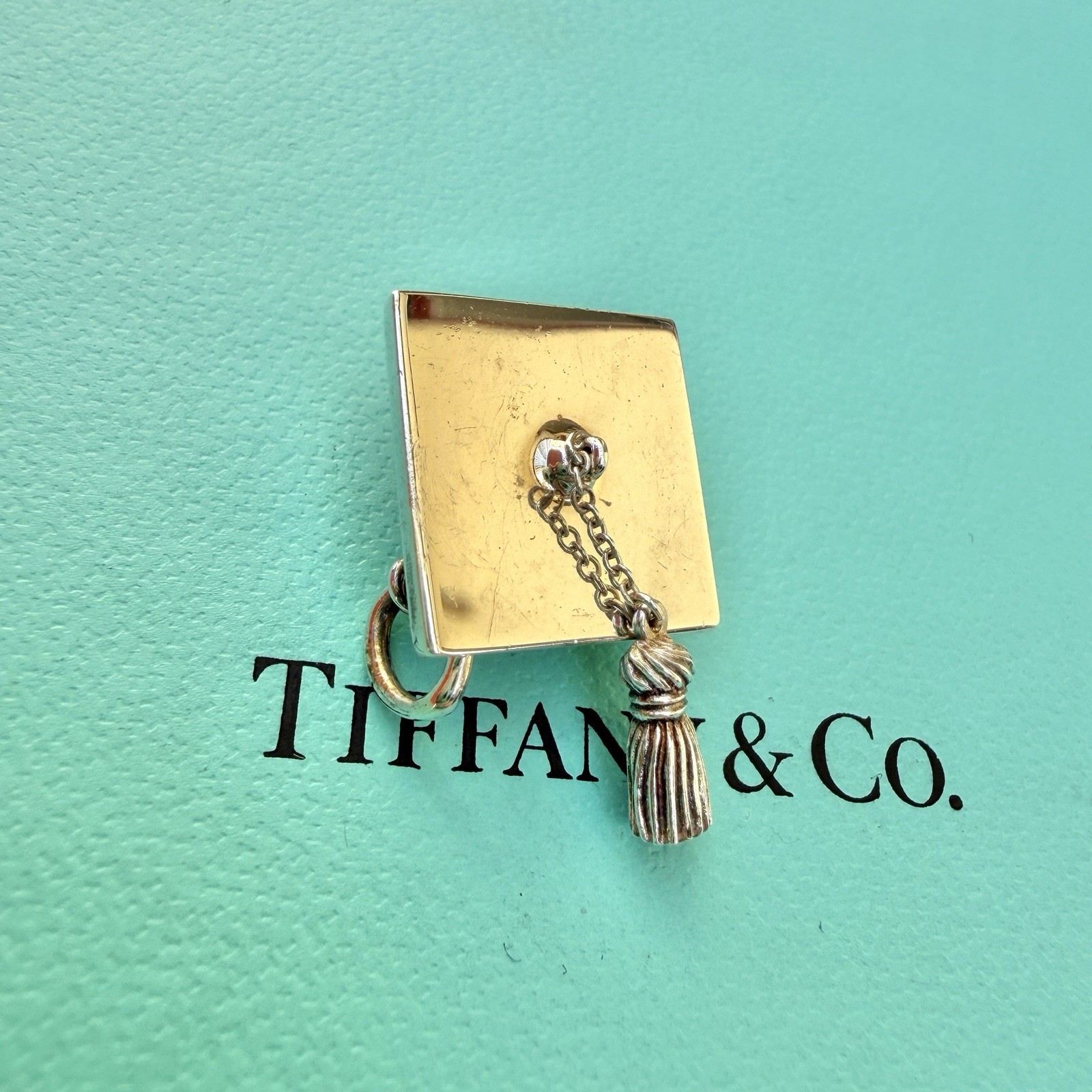 Authentic Tiffany & Co Silver Graduation Cap And Tassel Pendant Charm