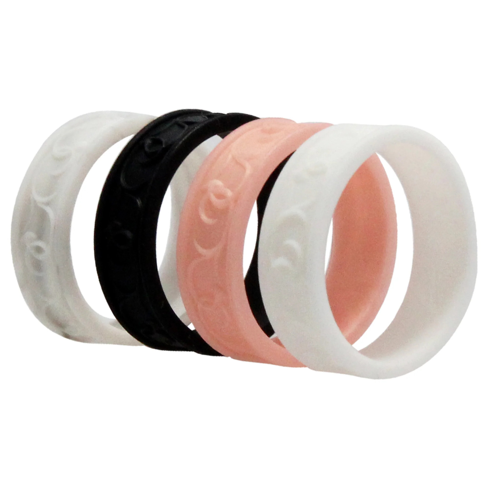 Silicone Wedding Flower Ring Set – Marble by ROQ for Women – 4 x 10 mm Ring