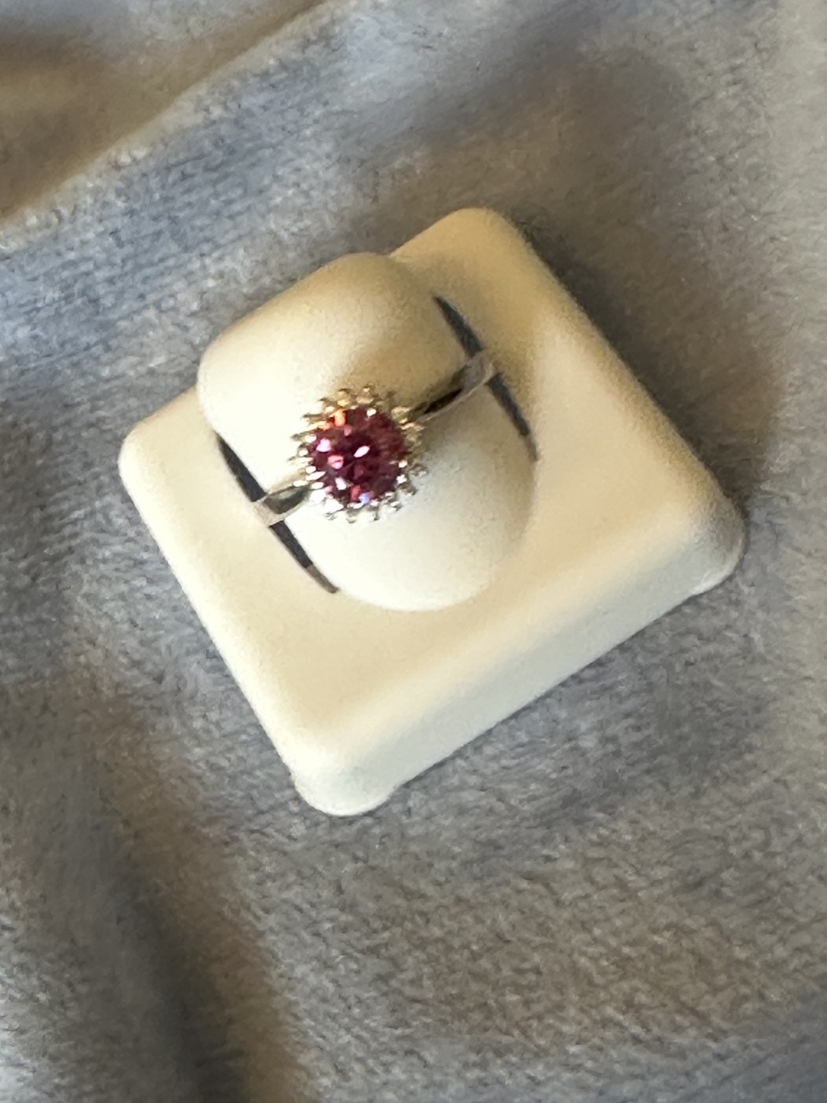 925 sterling silver pink moissanite ring