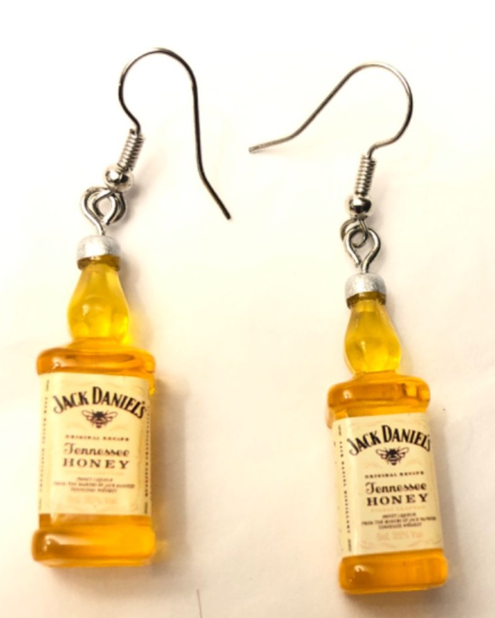 Earrings Mini Jack Daniel’s Bottle Tennessee Honey Whiskey Novelty Barware