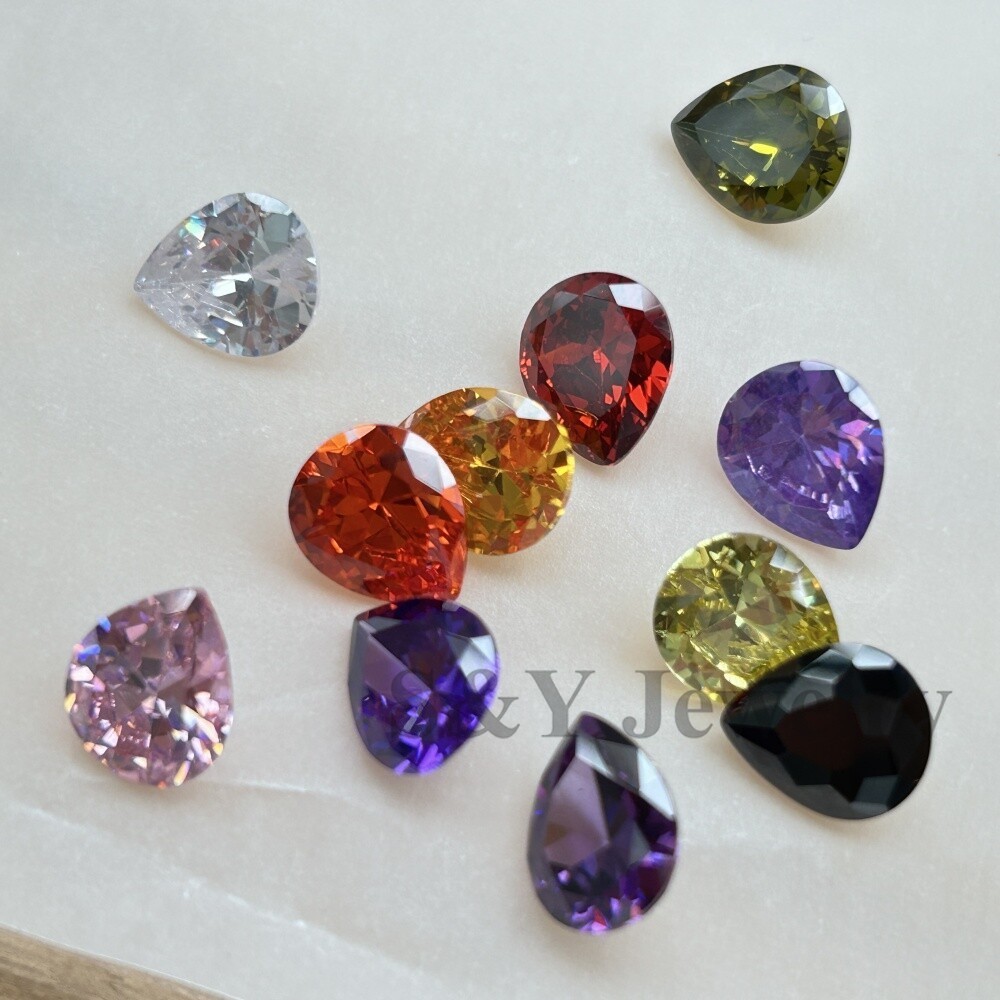 50PCS Pear Cut Multicolored Loose Cubic Zirconia Assorted Sizes 3x5mm-13x18mm