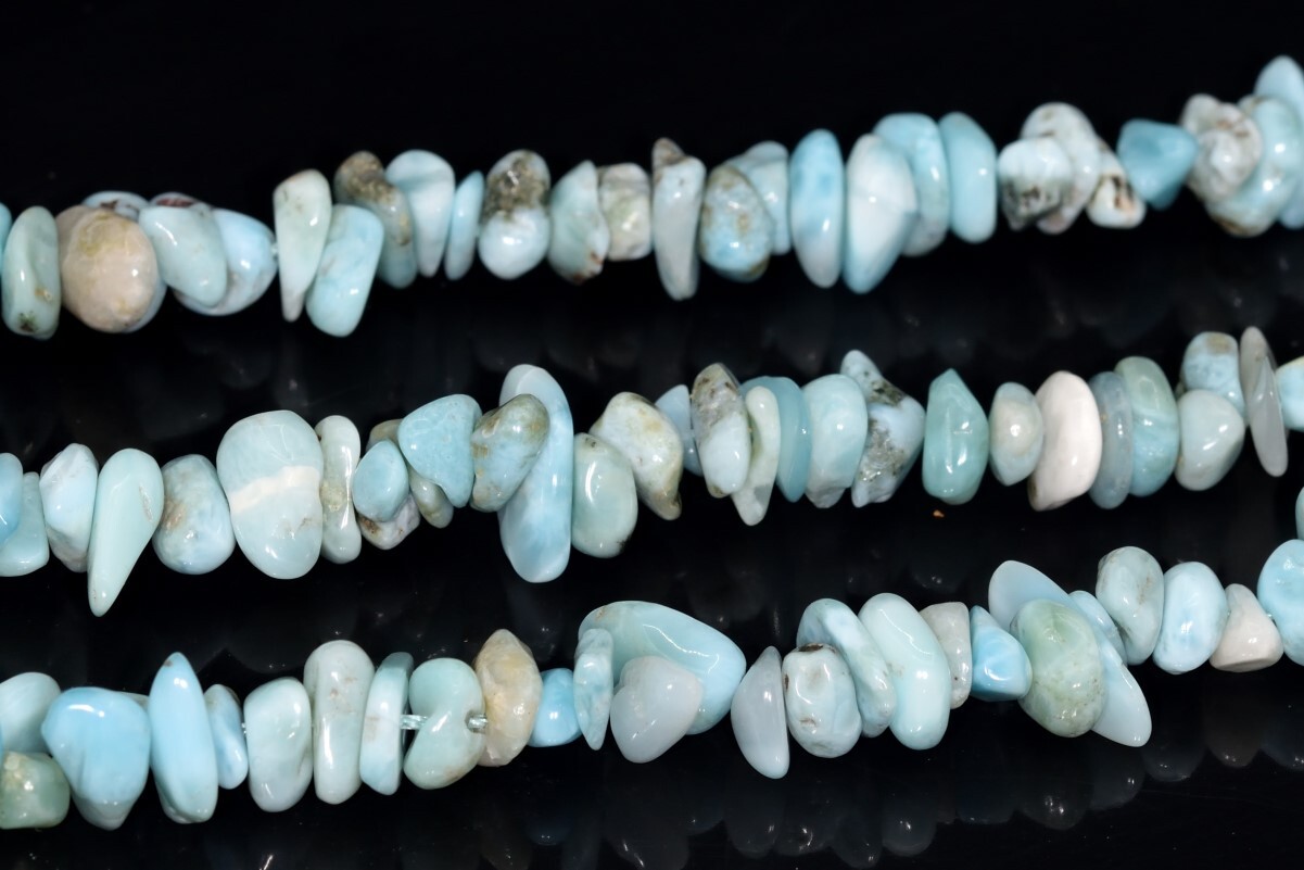 4-10MM Larimar Pebble Chips Grade A Genuine Natural Dominica Loose Beads 15.5″