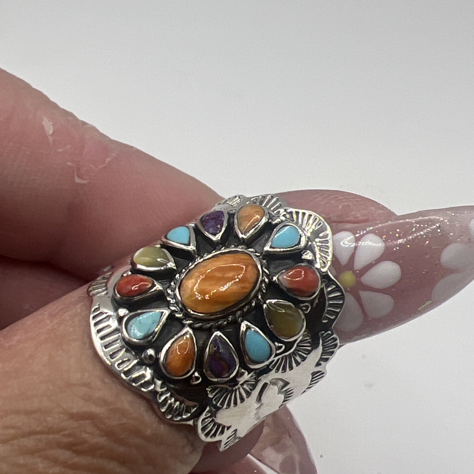 Southwestern T Philippines Multistone Sterling Silver Ring Size 9