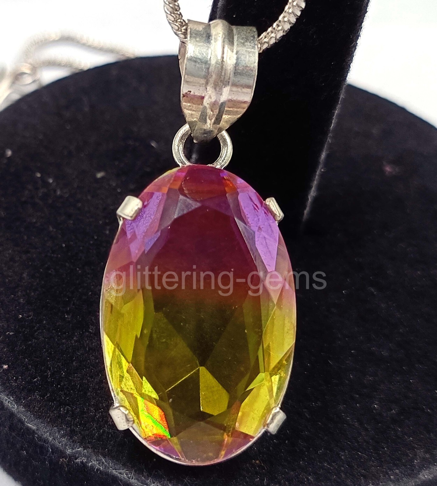 Oval Cut Multi-Color Ametrine 50 Ct IGL 925 Silver Pendant Chain Gemstone 5JSF