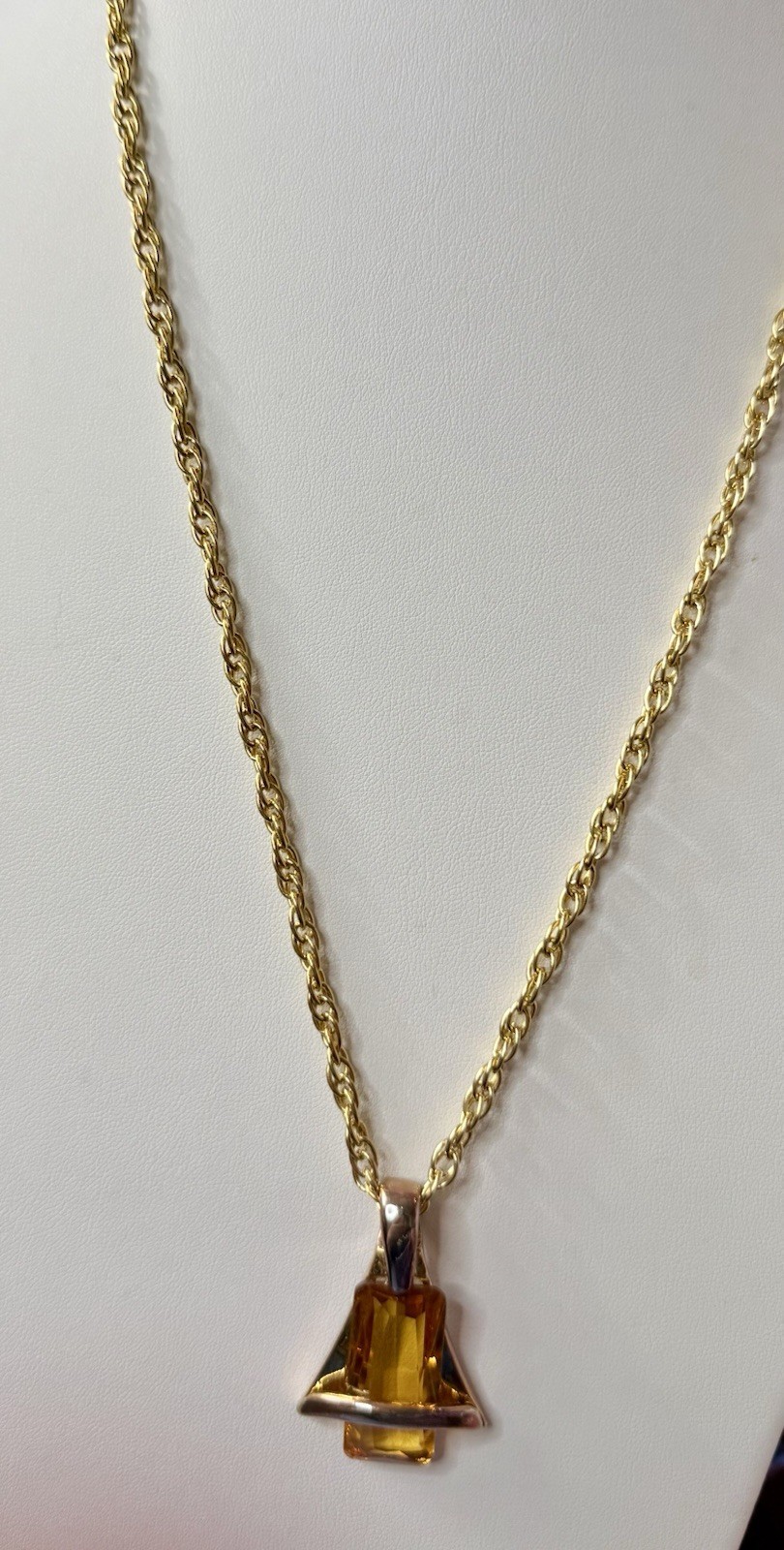 Vintage Sara Coventry Faux Citrine Large Pendent Necklace 25’
