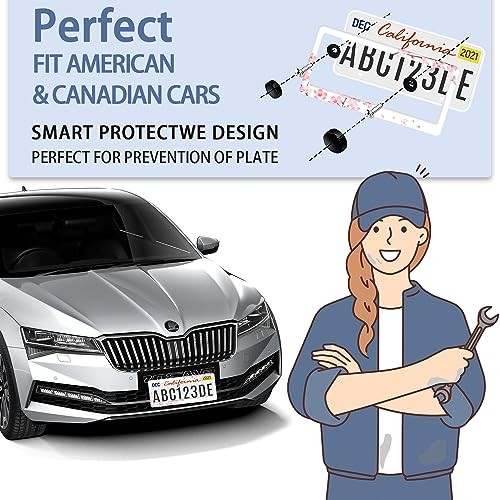 Cherry Blossom License Plate Frame for Women 2 Pack Cute Flower License White