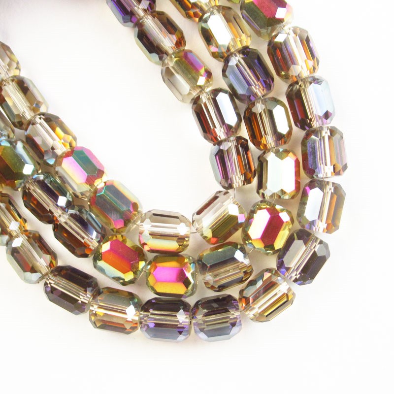 1Strand 8x7mm Faceted Rainbow Crystal Column Loose Bead 24inch SJTZ26