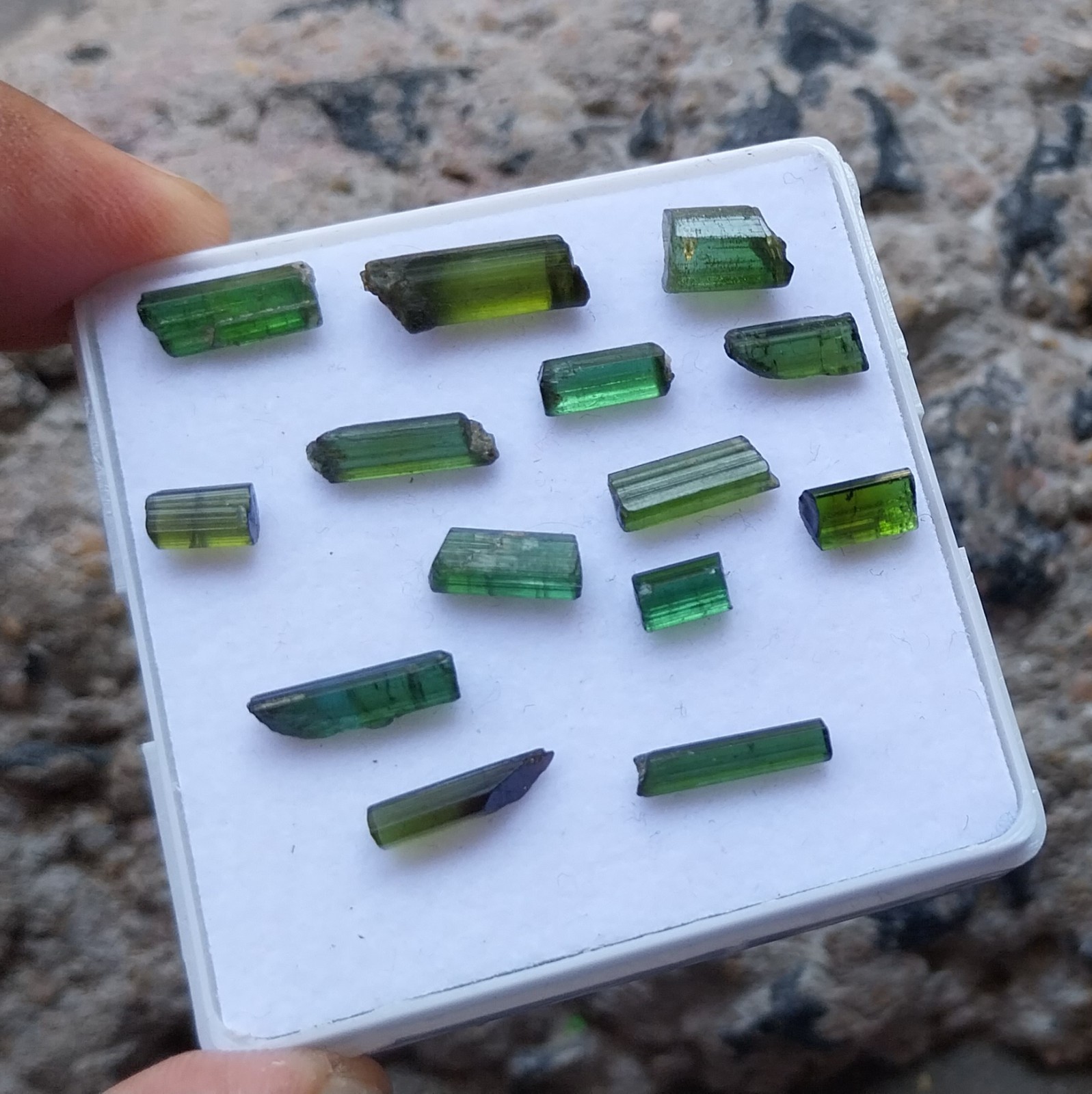 15 Carat 5 to 12 MM Natural Green Color Tourmaline Raw Rough Pencil 14 Piece Lot