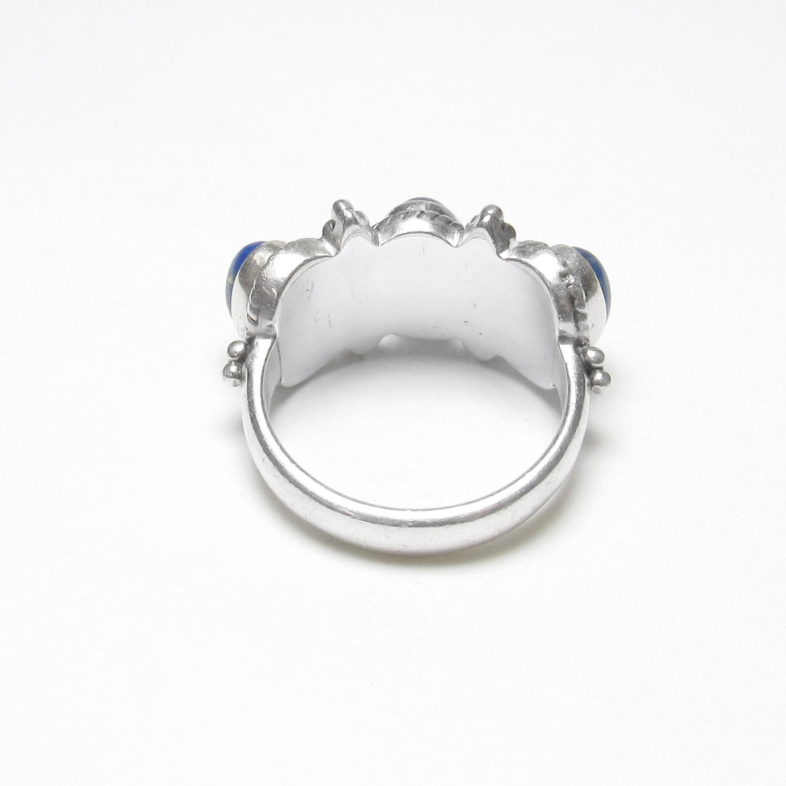 DOUG PAULUS Estate Sterling Silver Three Natural Royal Blue Lapis Ring 2.50 Cts