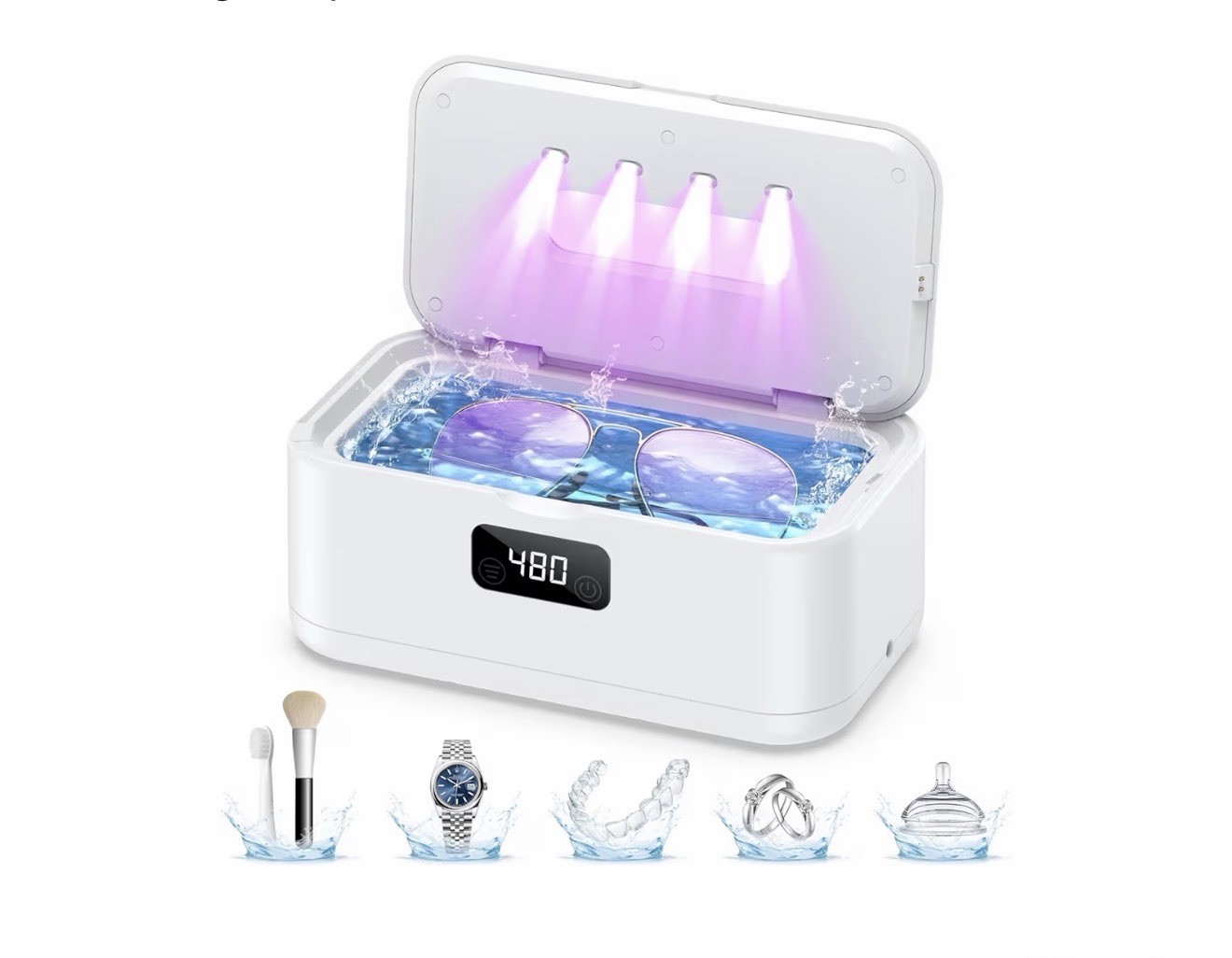 Ultrasonic Jewelry Cleaner, 50Khz 24oz – 304 Stainless Steel Tank, Digital Timer