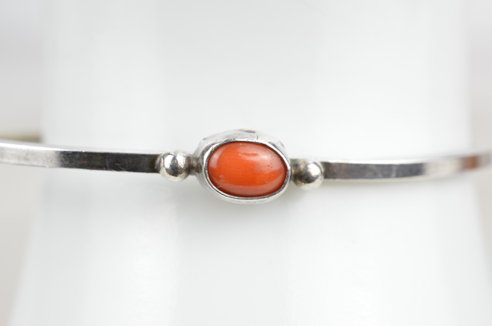 Vintage Navajo Sterling Silver Red Coral Cuff Bracelet Native American 925 16cm
