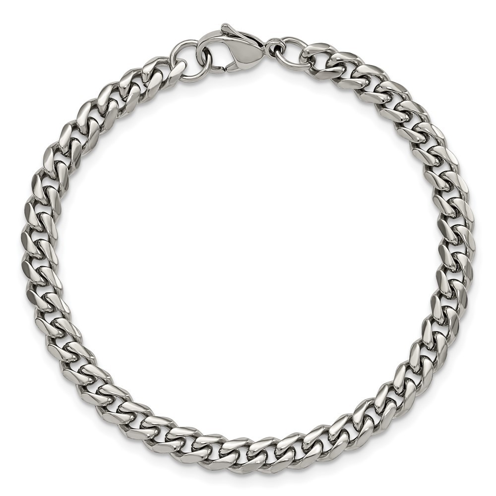 Stainless Steel Polished 6mm 8.25in Curb Bracelet 8.25 inches