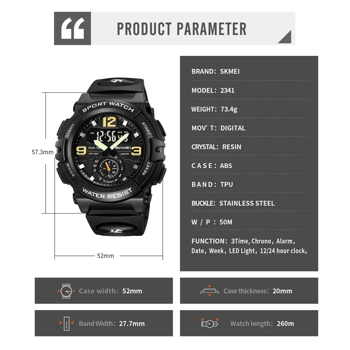 Rugged Large Dial Watch Waterproof Quartz