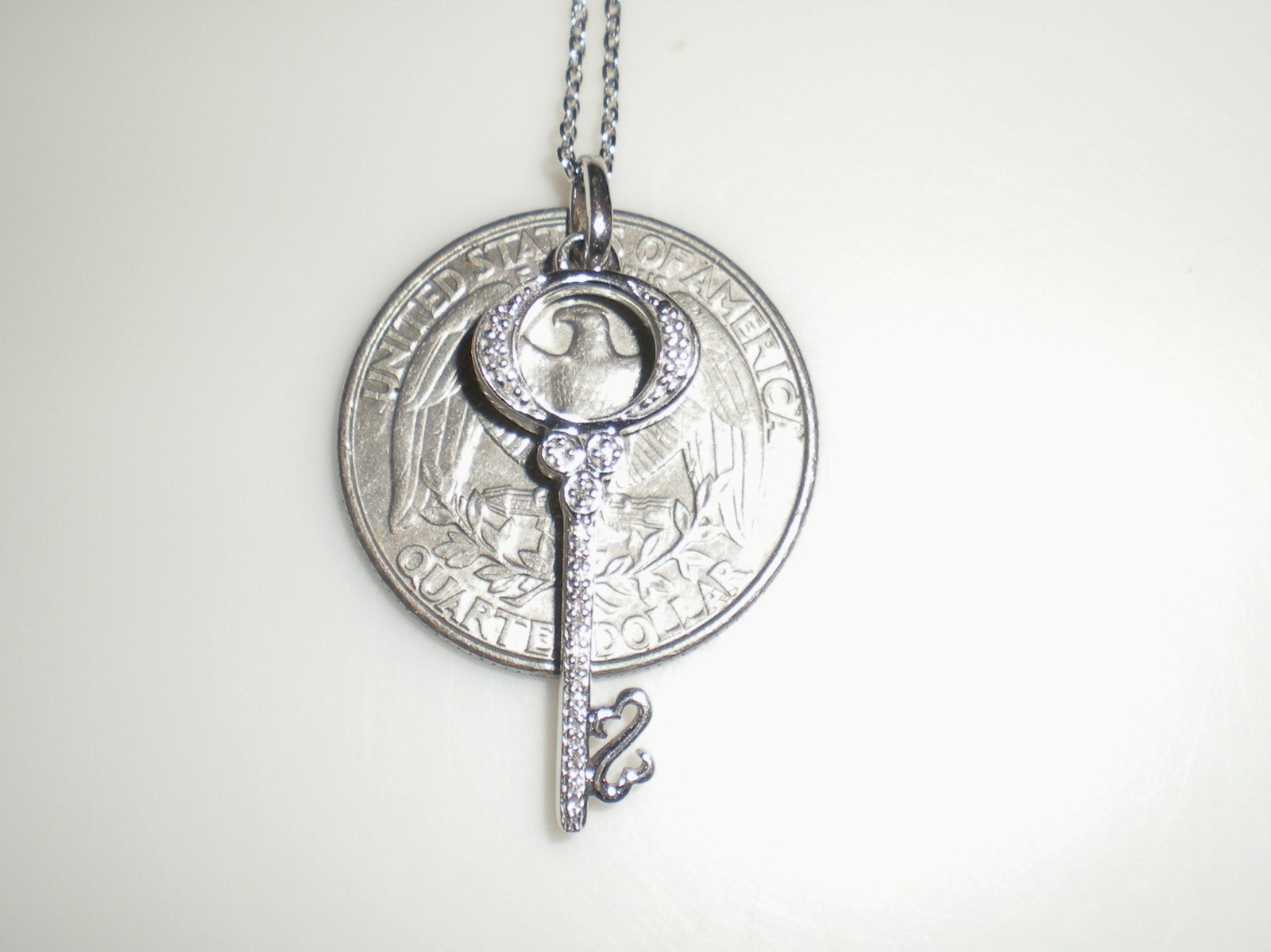 Jane Seymour Open Hearts Sterling Silver KEY Diamond Accent Necklace 💎 KAY BOX