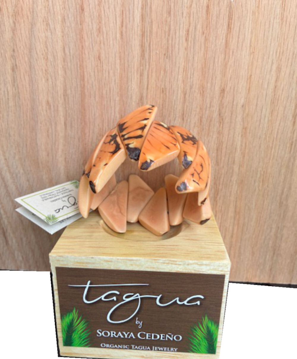 Tagua Nut Jewelry By Soraya Cedeno, Bracelet, Trini, Peach color