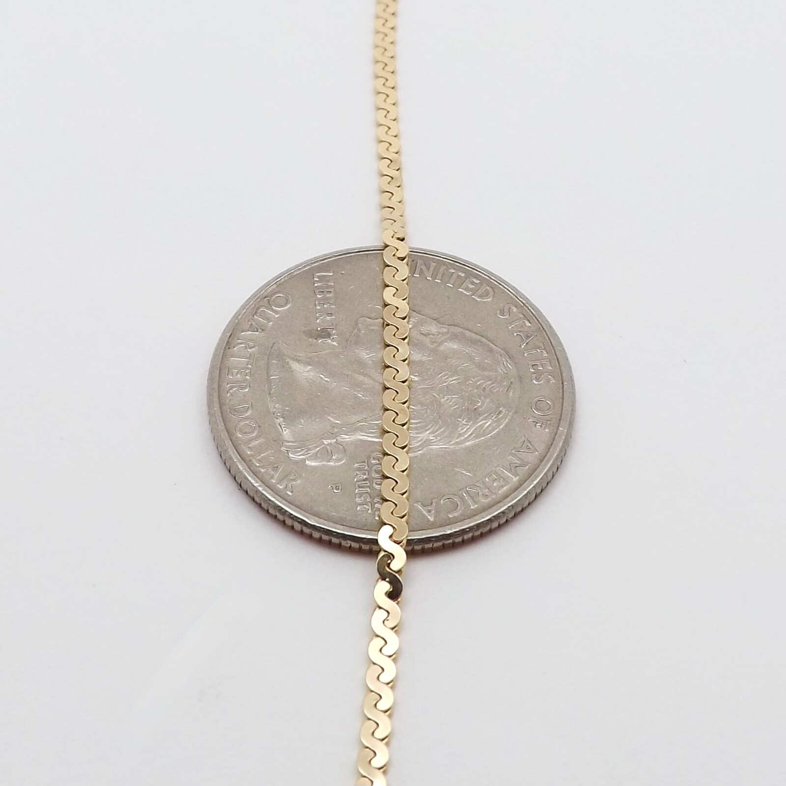 UnoAerre 14k Gold Italy Serpentine Flat S Link Pendant Chain Necklace 30in 8gr