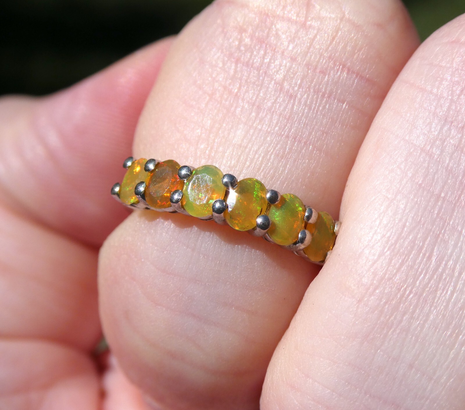 Bangkok Ratnaraj Jewelers Sterling Silver Faceted Opal Ring 925 Size 6.25 BBJ