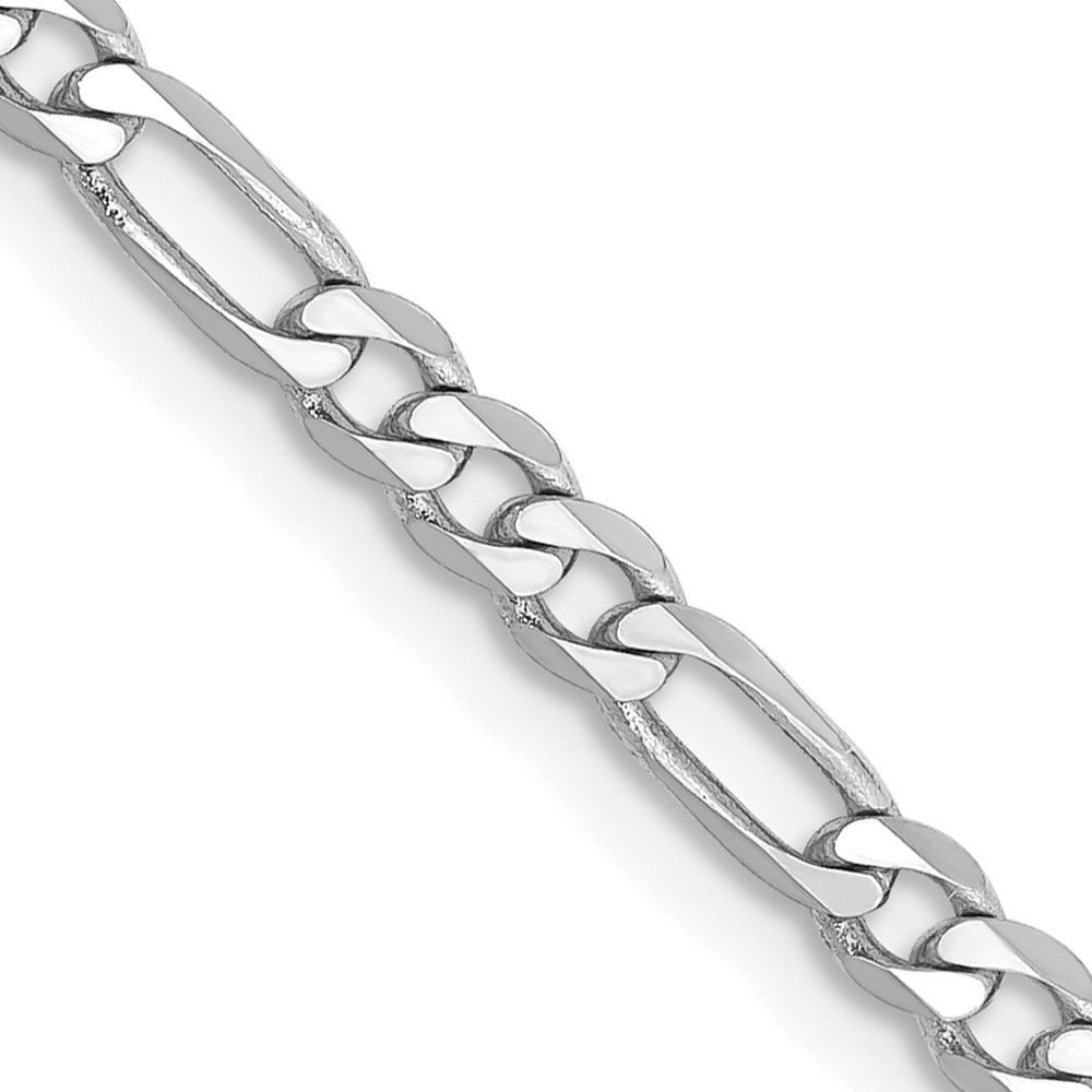 14K White Gold 3mm Flat Figaro with Lobster Clasp Chain Necklace 26″ 9.05gm