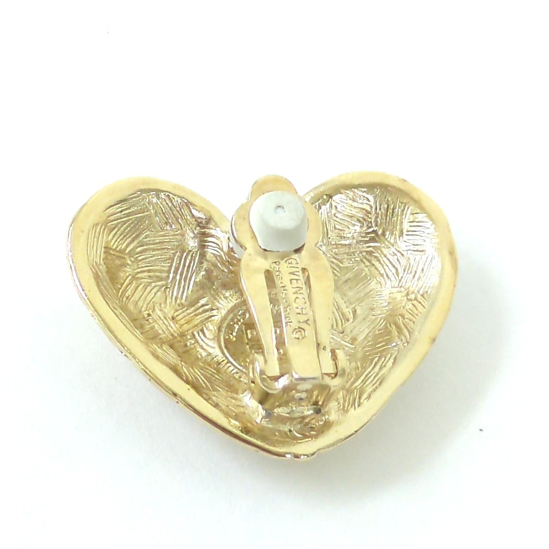 Vintage Givenchy Gold Tone Heart Clip On Earrings Bijoux Logomania 03772301