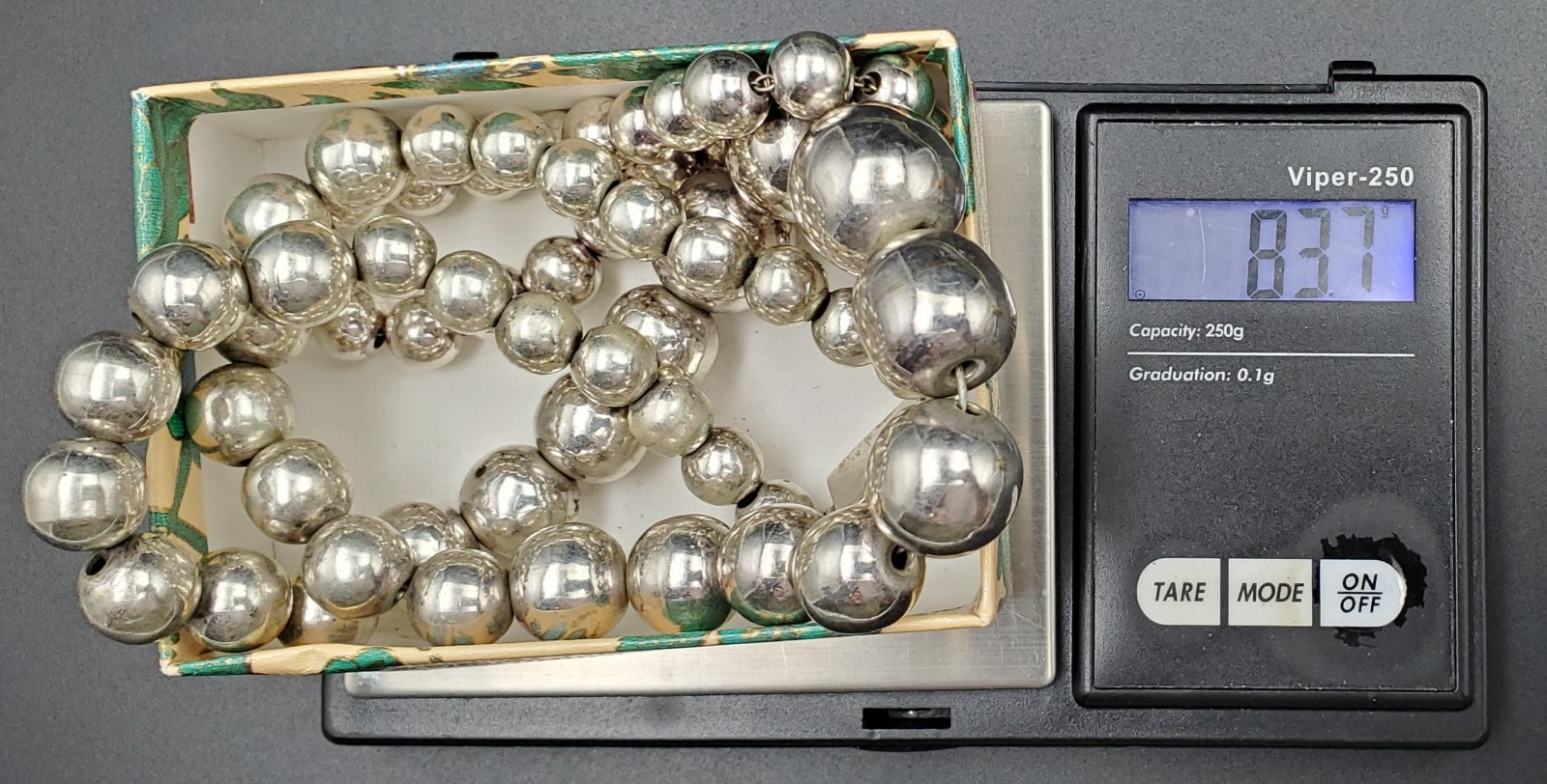 Sterling Silver Beaded Ball Necklace 17.25 Plus Matching Bracelet 7.5 inch long.