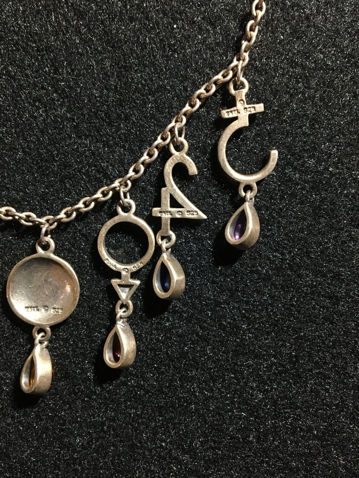 Peter Stone 925-7 Classical Planets Necklace Moons Necklace Retired Vintage Gems