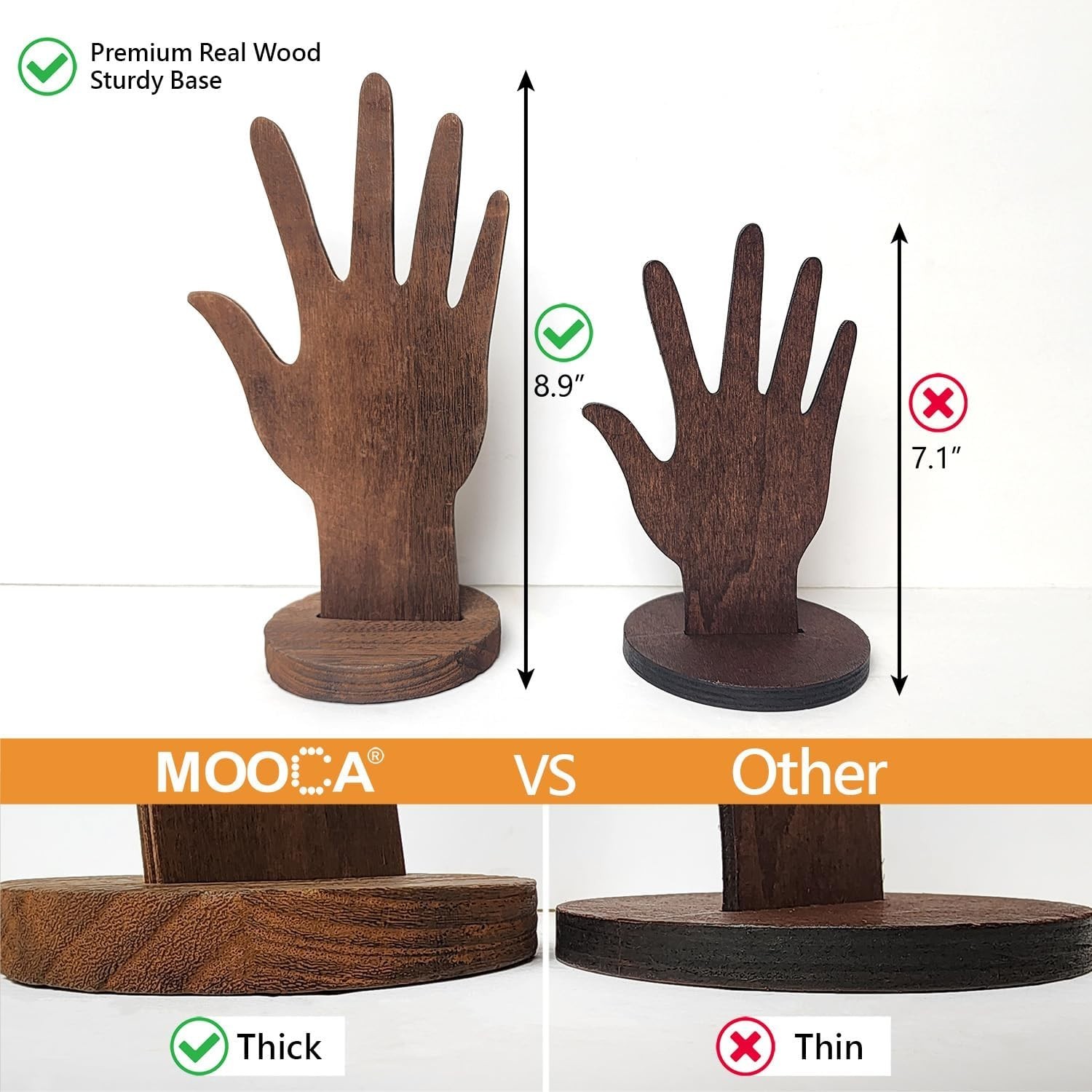 6-Piece Wood Jewelry Display Set – Wall Mount or Standalone Hands