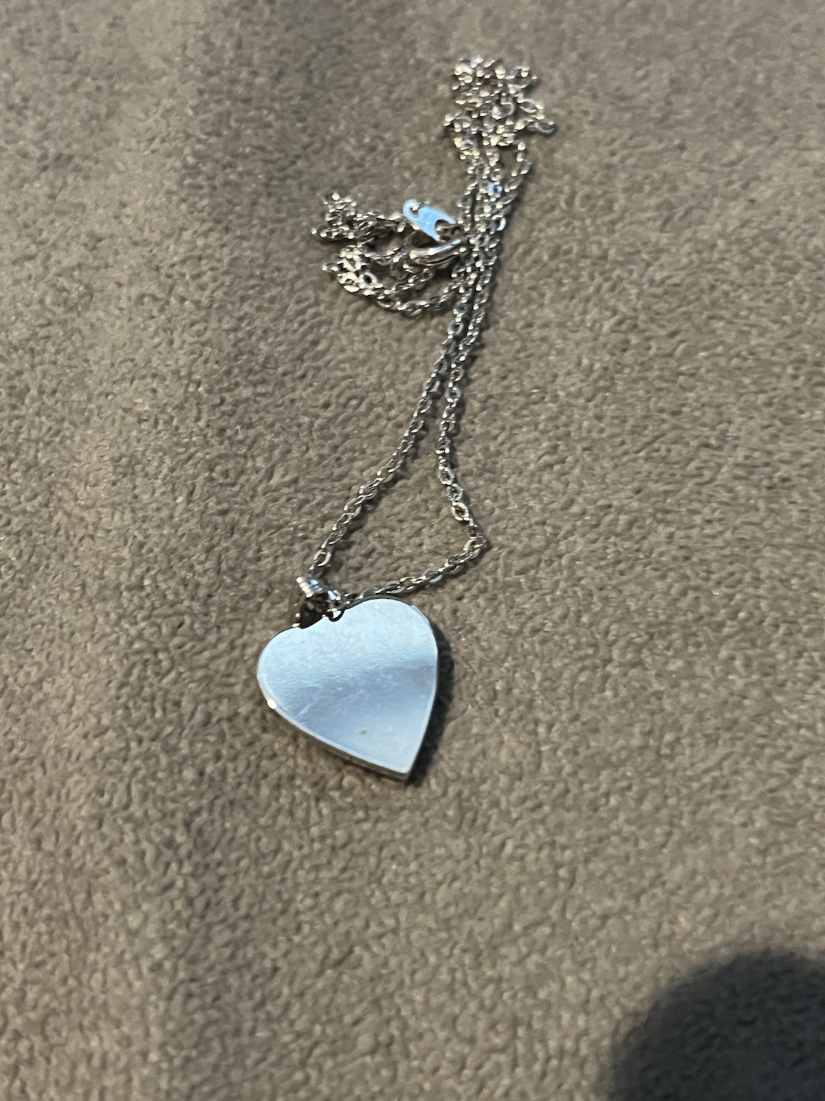 SN Stamped Abalone Silver Tone Necklace Heart Pendant Mermaid Shell Blue Green