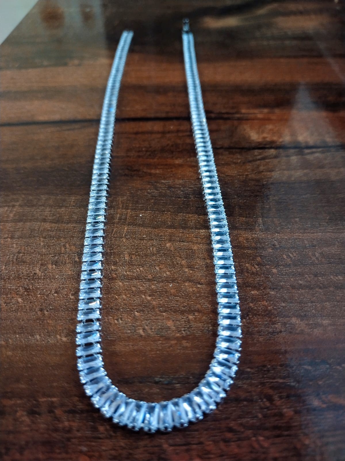 Wholesale Baguette Cut Tennis Necklace White Gold Plated Iced Out CZ Chain