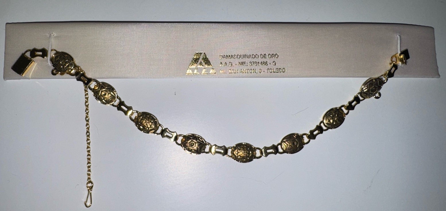Vintage iA Midas Toledo Spain Damascene Bracelet 7 Panels Star of David Size 7