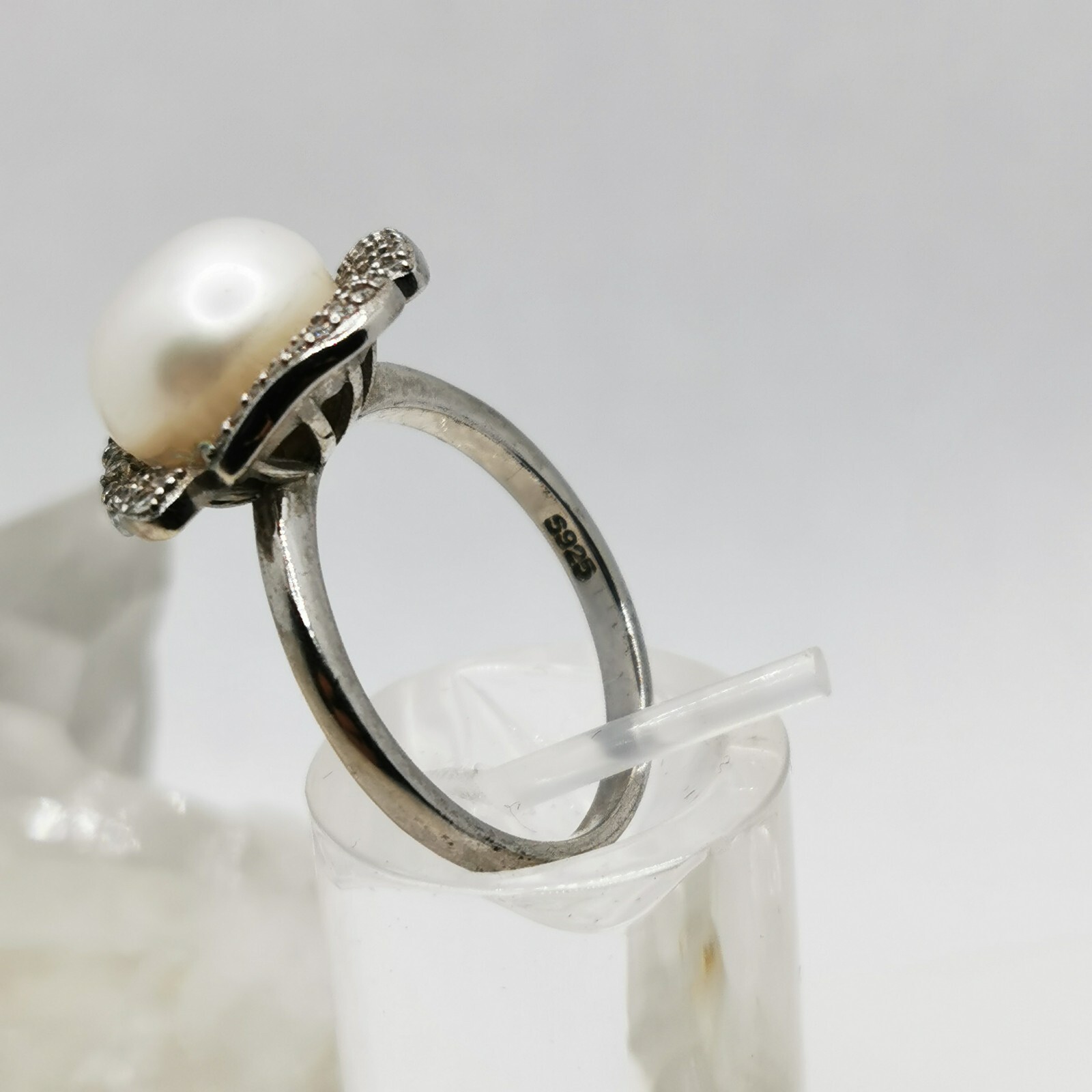 Beautiful pearl women’s ring precious 925 silver gemstone