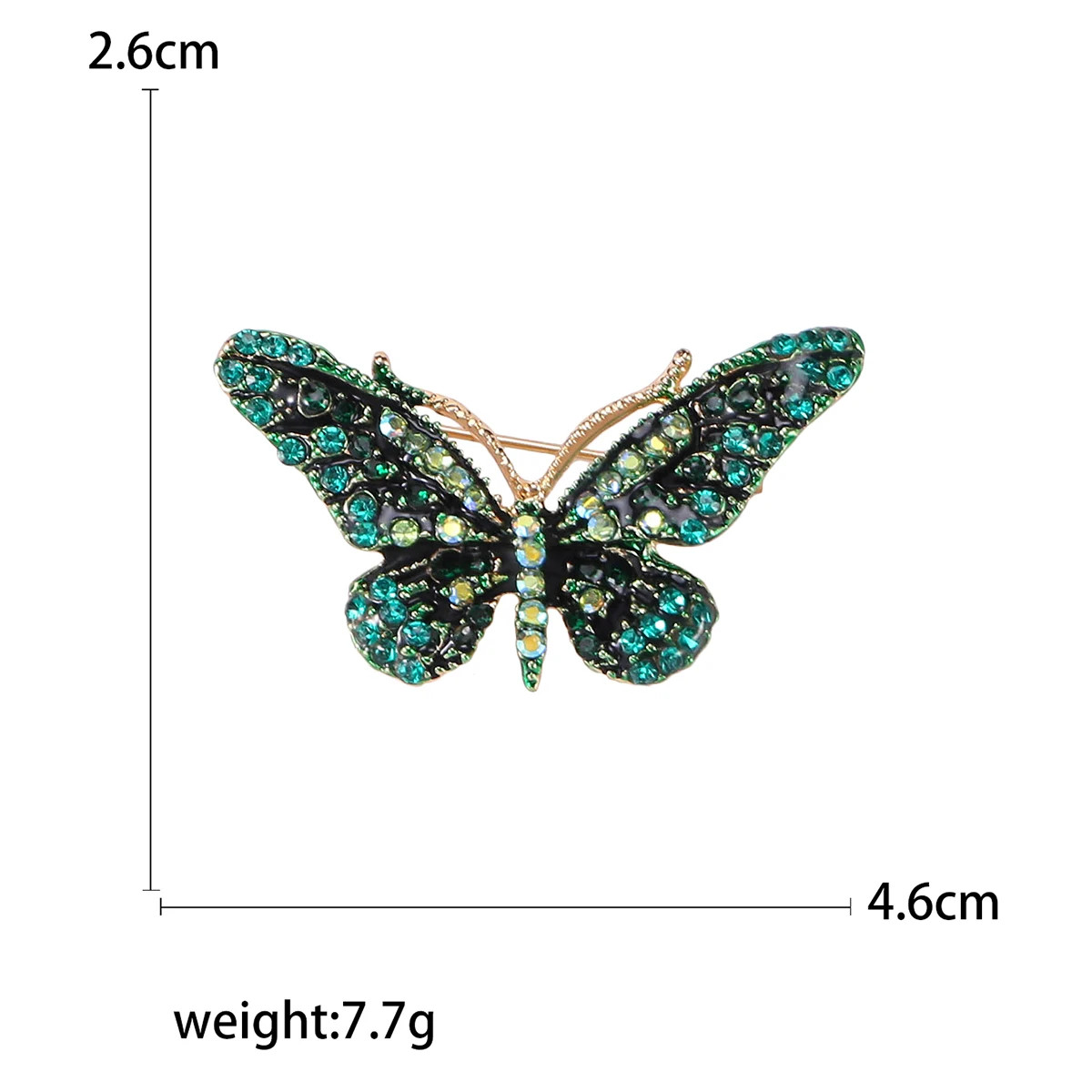 Metal Tone Rhinestone Butterfly Brooch Unisex Insect Wing Brooches Jewelry