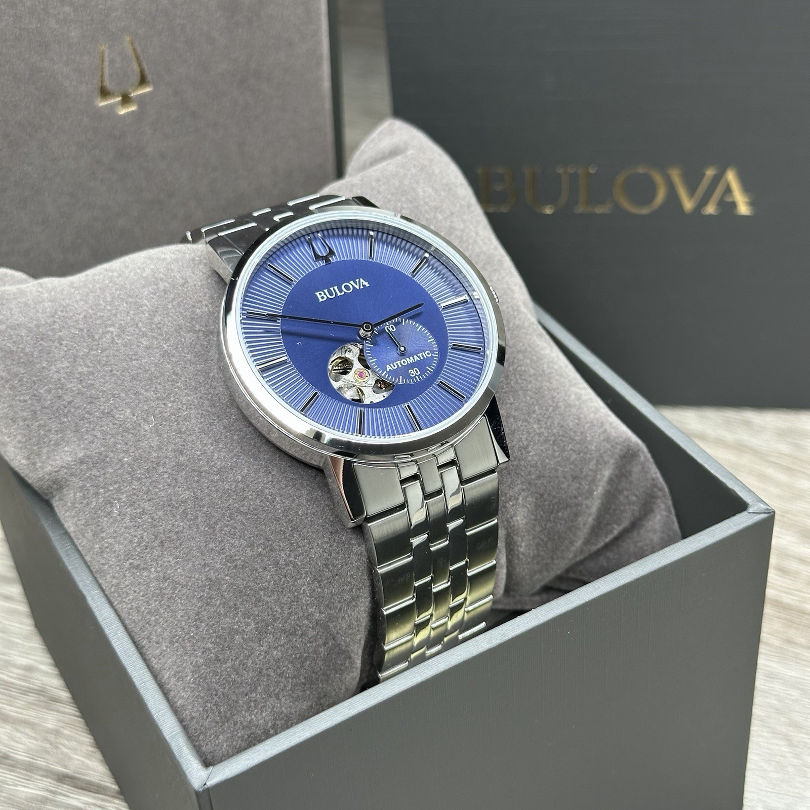 NEW✅AUTOMATIC✅ Bulova American Clipper Blue Dial Steel Men’s Watch 96A247 $450