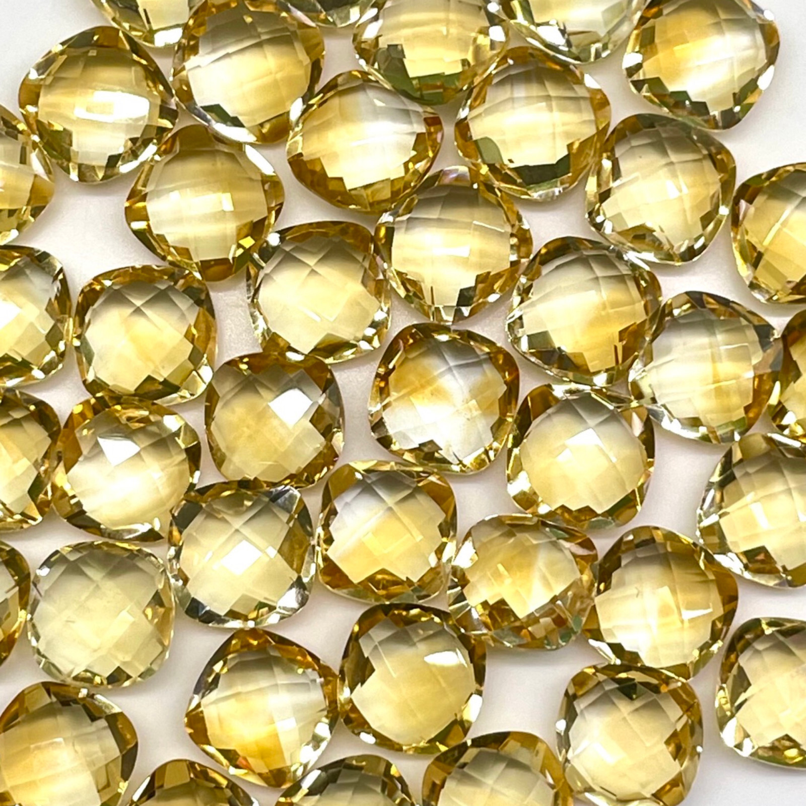 VVS 7 Pcs Natural Citrine 10mm Cushion Checker Cut Loose Gemstones Lot