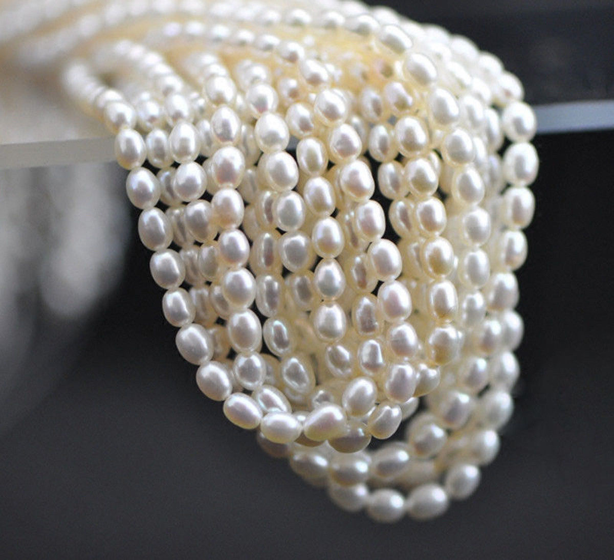 7-8mm Genuine Natural White Rice Freshwater Pearl Loose Beads 15″ Strand