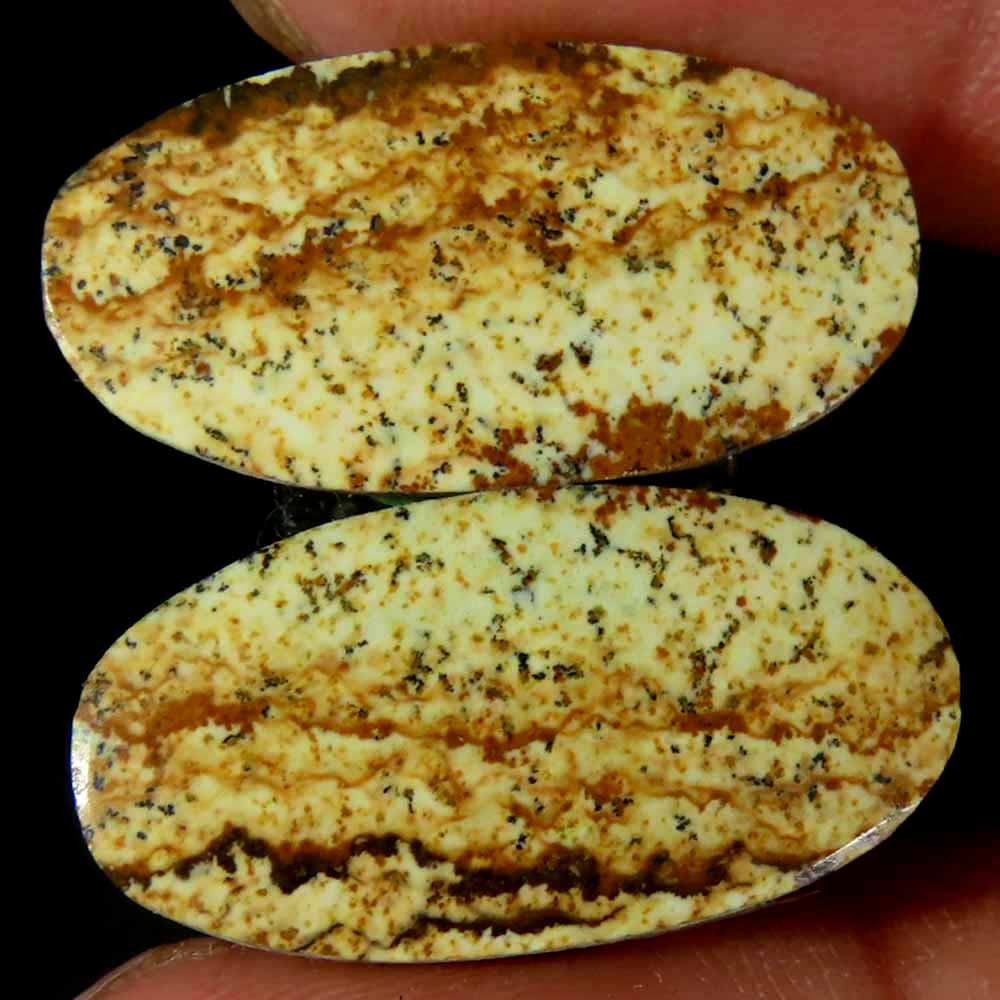 17.00Cts.100%Natural Designer Picture Jasper Pair Oval Cab 12x23x3mm Gemstone