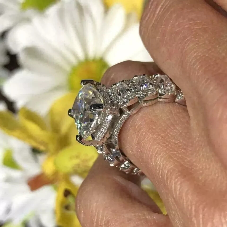4.30 Ct Cushion Cut Lab Created Diamond Engagement 14K White Gold Filled Ring