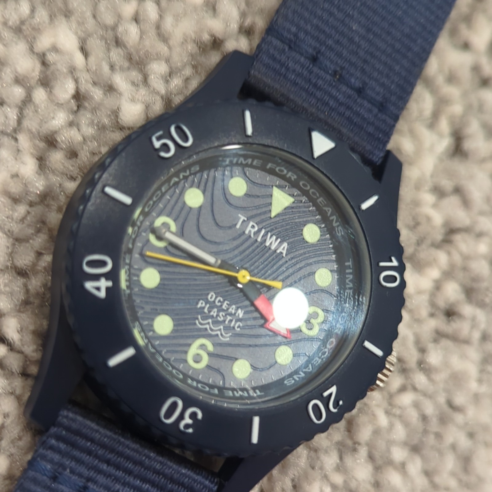 TRIWA Time for Oceans Blue Dial Date Quartz Watch Blue NATO Nylon Strap