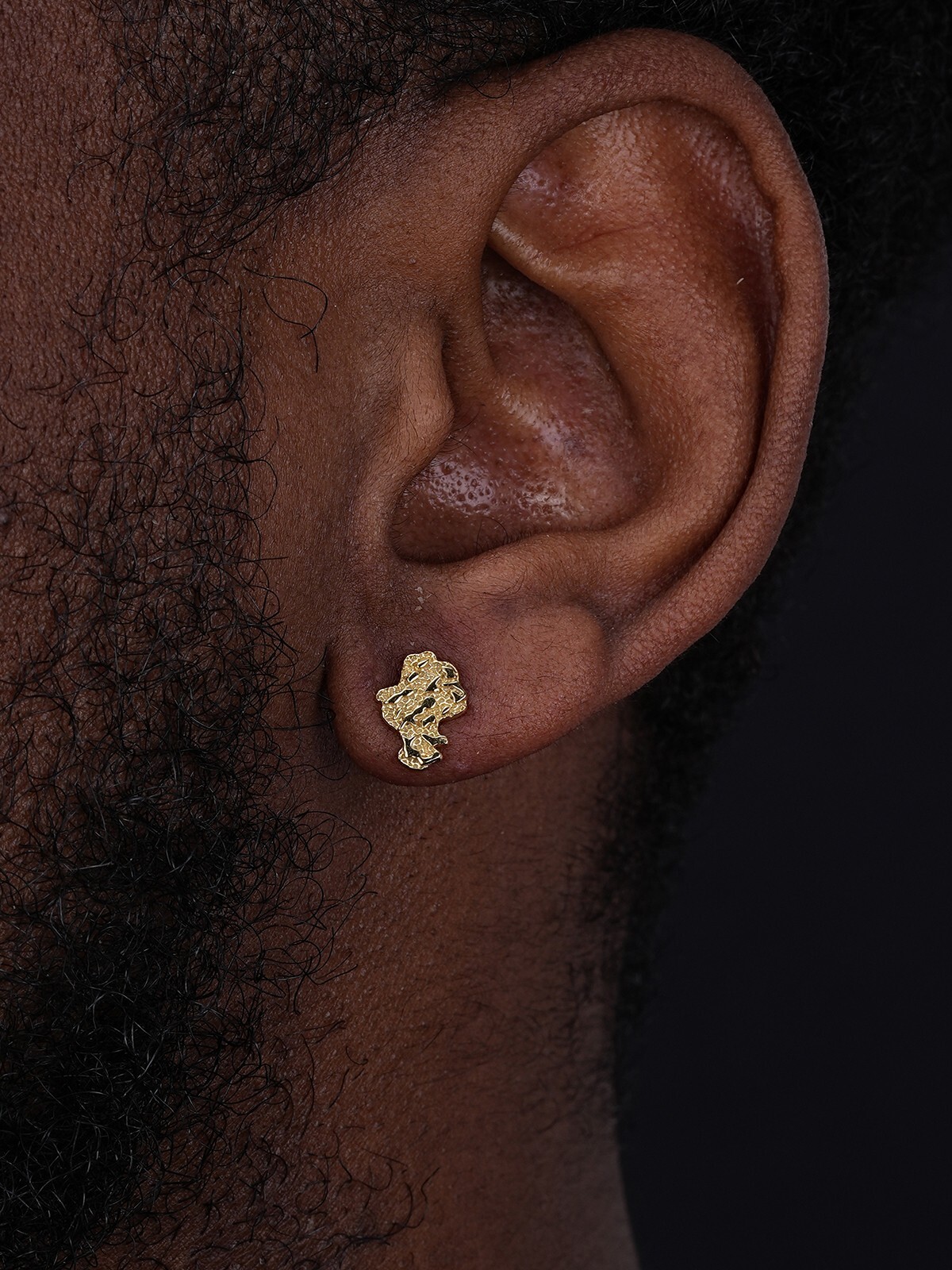 Real Solid 925 Sterling Silver 14k Finish Men Ladies Gold Nugget Earrings Studs