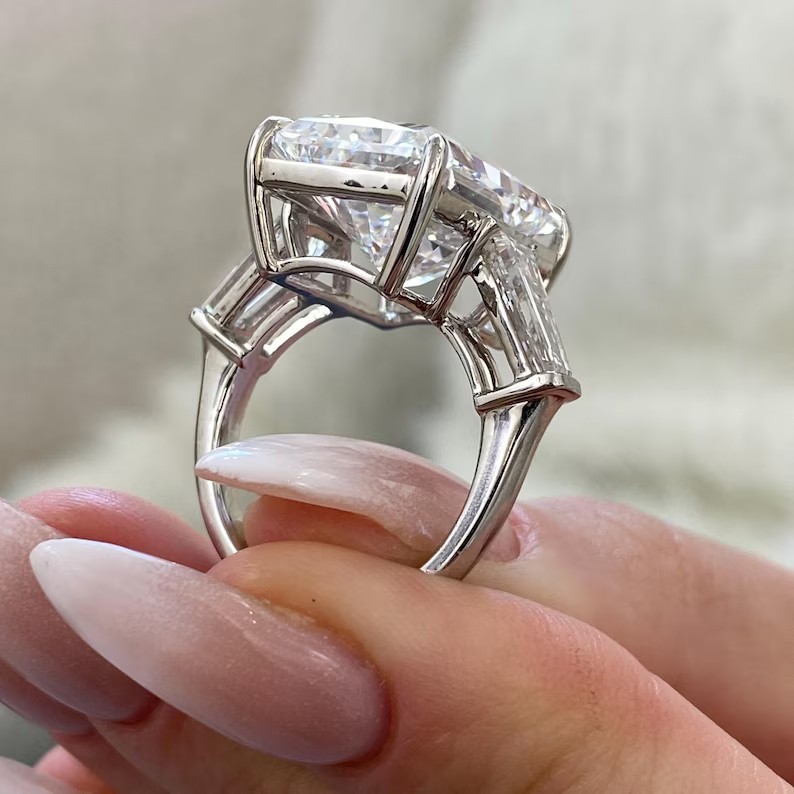 RARE 5.85 Ct Certified Radiant Cut White Treated Diamond 925 Silver Ring
