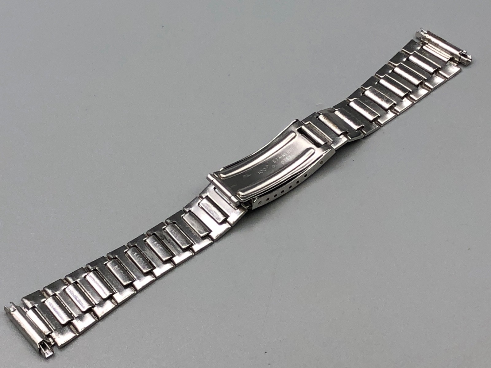 VINTAGE NOS 60s 70s STAINLESS STEEL WATCH CHRONOGRAPH BRACELET 16-21mm HEUER
