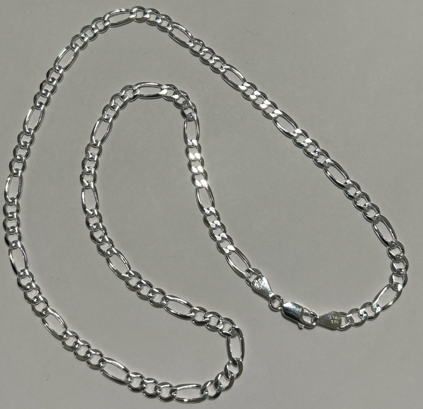 925 Sterling Silver Figaro Chain 5mm Necklace Italy 28” Long 19.6grams SOLID NEW